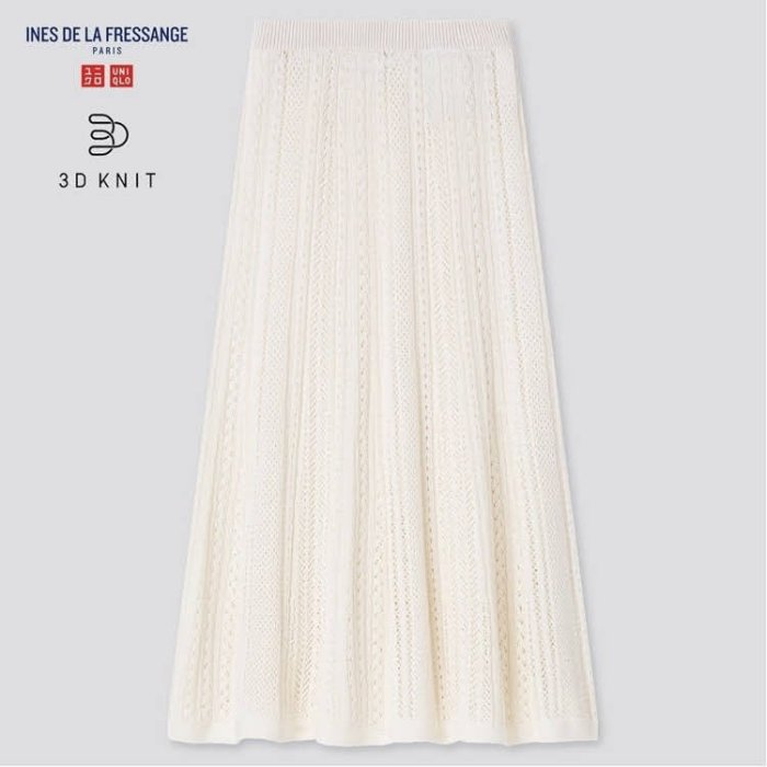 INES DE LA FRESSANGE x UNIQLO IDLF 3D織法 鏤空針織長裙［off white］
