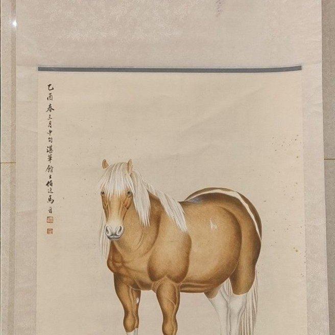 嚴選近代名家馬晉駿馬圖軸，宣紙為質，畫芯尺寸珍藏，個人家中遺產整理