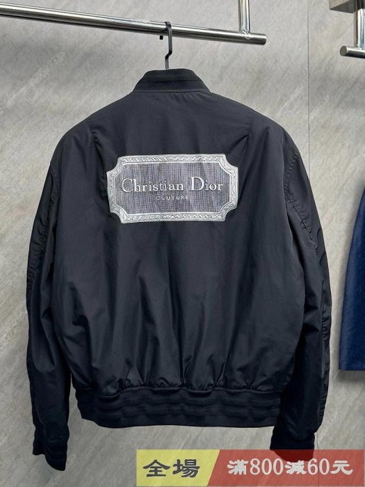 Dior/迪奧CD黑色經典刀片拉鏈飛行夾克外套  男女同款 顏色黑色 尺碼46 48 50 服飾 時裝 服裝【染香閣】【二手】-2089