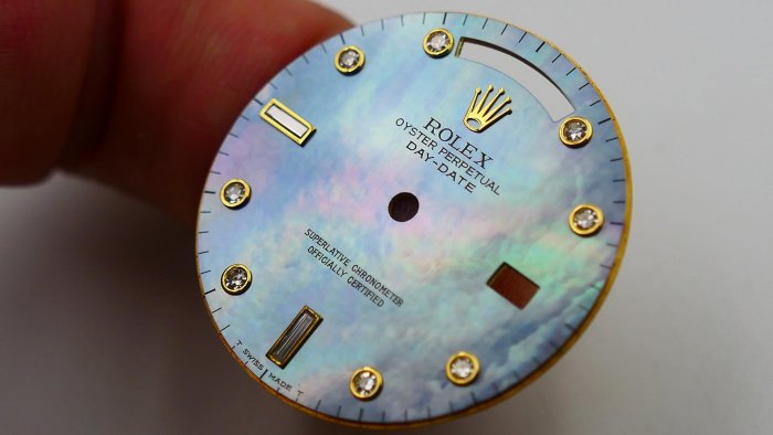 【單售面盤】ROLEX勞力士極罕見原裝藍色貝母pinball圓鑽點!整片18K K金面盤! ( 18038 18238 18048 18388...都可用)