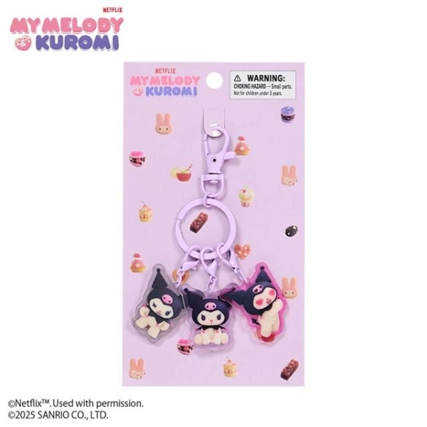 小禮堂 Sanrio 三麗鷗 酷洛米 壓克力三連鑰匙圈 (Netflix原創動畫 My Melody & Kuromi)