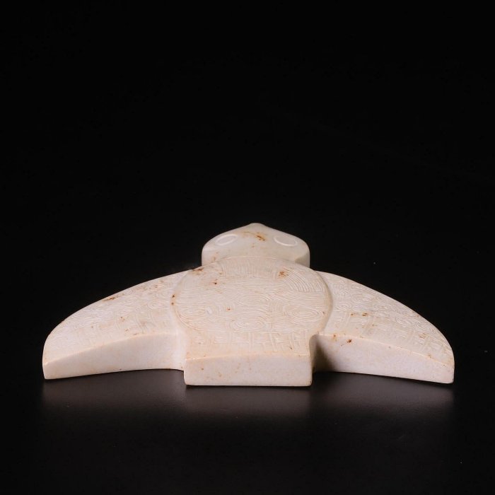 良渚石器玉文化掛件尺寸：7.8x6.2x0.9cm重52克NO7549 古玉擺件和田玉