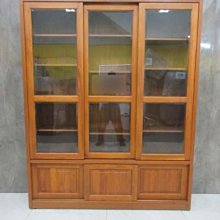 新竹二手家具◎百豐悅2手家具-二手 書櫃 172公分柚木色6門玻璃書櫥 6尺書櫃 櫥窗書櫃 台中二手傢俱 大安2手傢俱
