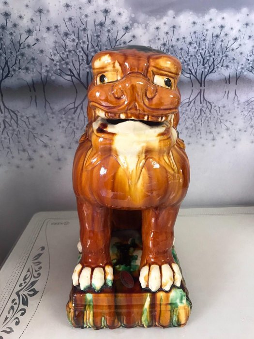 嚴選日本回流陶瓷唐三彩獅子，大尺寸品相優，獲獎推薦器型霸氣色彩純正