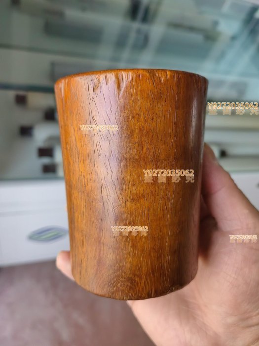 黃花梨筆筒小束腰筆筒黃花梨一木整挖筆筒木質金黃油古董老貨舊藏【華夏