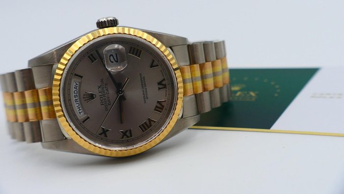 【美好時光】罕見型號勞力士ROLEX 18239BIC稀有三色金版本!全原裝超美品單錶一只RSC洗油保養完成( 18238 18239參考)