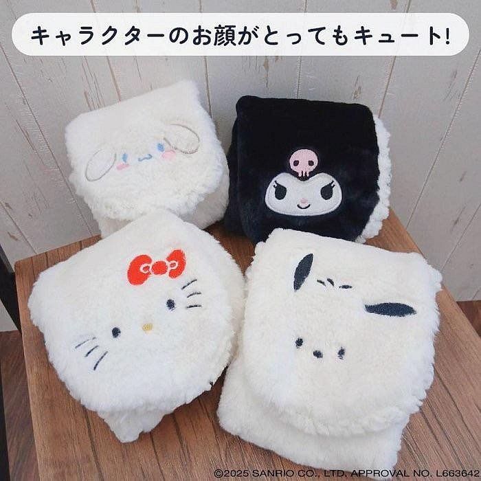 ＊日式雜貨館＊ 日本正版 三麗鷗 保暖圍巾 圍巾 兒童圍巾 三麗鷗圍巾 絨毛圍巾 庫洛米 大耳狗 怕洽狗 凱蒂貓 交叉圍巾 現貨