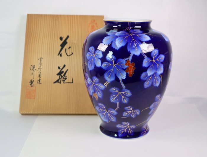 深川製磁 花瓶 鯉 紅葉 金彩 深川製磁 花瓶 鯉 紅葉 金彩