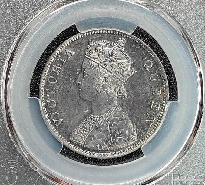 1862年英屬印度珍貴維多利亞1盧比銀幣嚴選古錢帝王頭像款國家級藏品