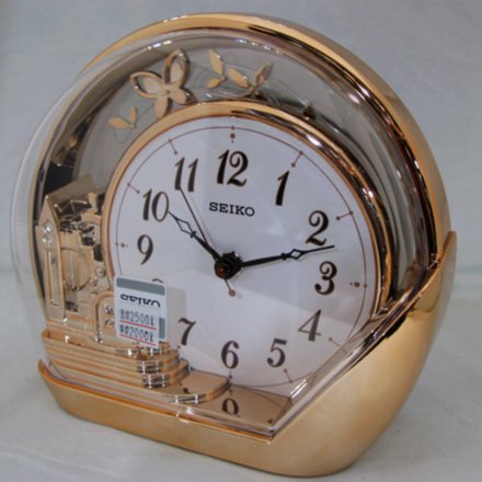SEIKO CLOCK日本精工搖動擺飾座鐘型號: (QXN232P)-玫瑰金/18.4x21.2cm