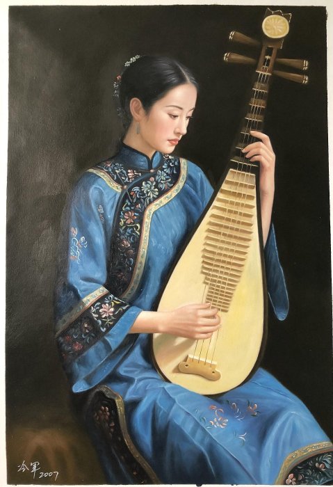 嚴選冷軍創作63年巨作，100x70CM純手繪油畫推薦收藏冷軍人物手繪油畫