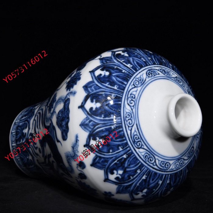 明宣德青花魚藻紋梅瓶，高28.5cm直徑18cm，編號867205古玩收藏擺件