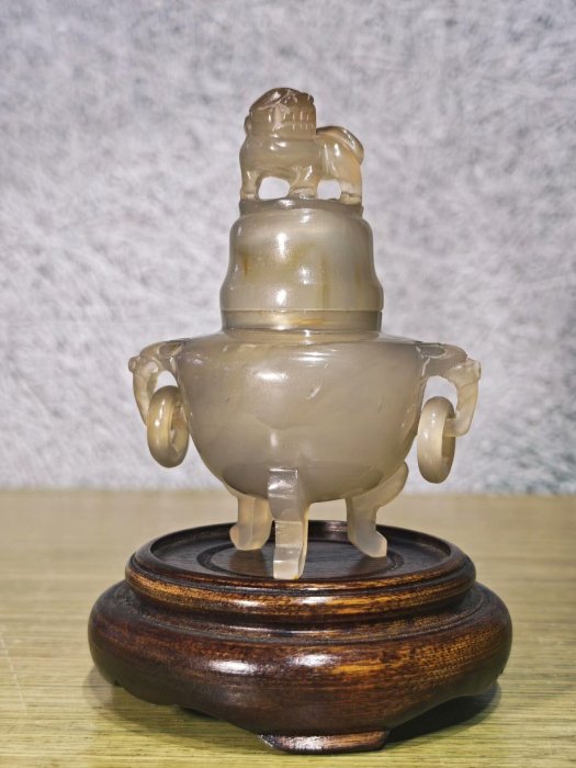 M281 時代 老瑪瑙龍鳳凰彫吊環香炉 高約41cm /透細工瑪瑙石