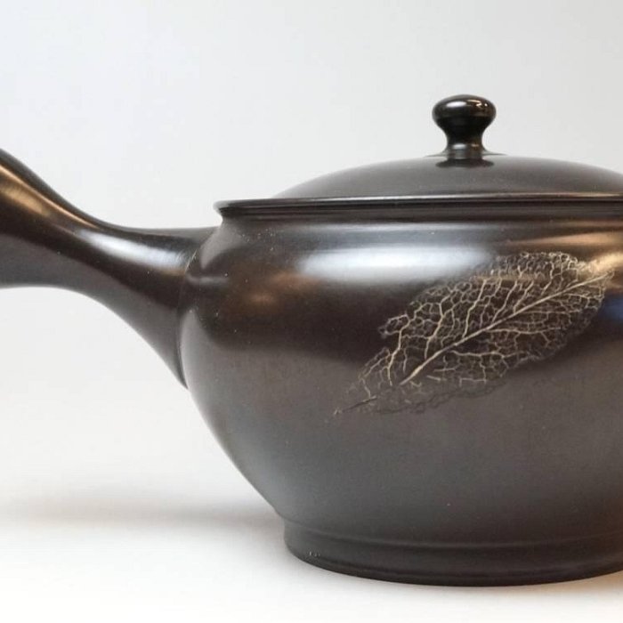 養心殿』常滑焼梅原宗平宗弘木葉文茶注横手急須茶器茶注茶道具