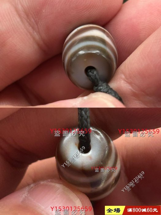 爆沙虎牙天珠雙線虎牙皮殼油潤老氣橫秋至純韻味十足。 舊藏古董古玩