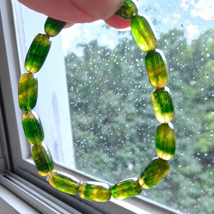 頂園翡翠  18.5g17圍天然老礦無燒艷彩通透艷綠黃西瓜碧璽手珠 無底價起標