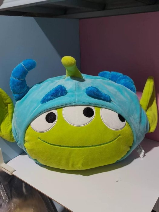 【MINISO名創優品】迪士尼皮克斯三眼仔變裝頭型藍色抱枕40cm