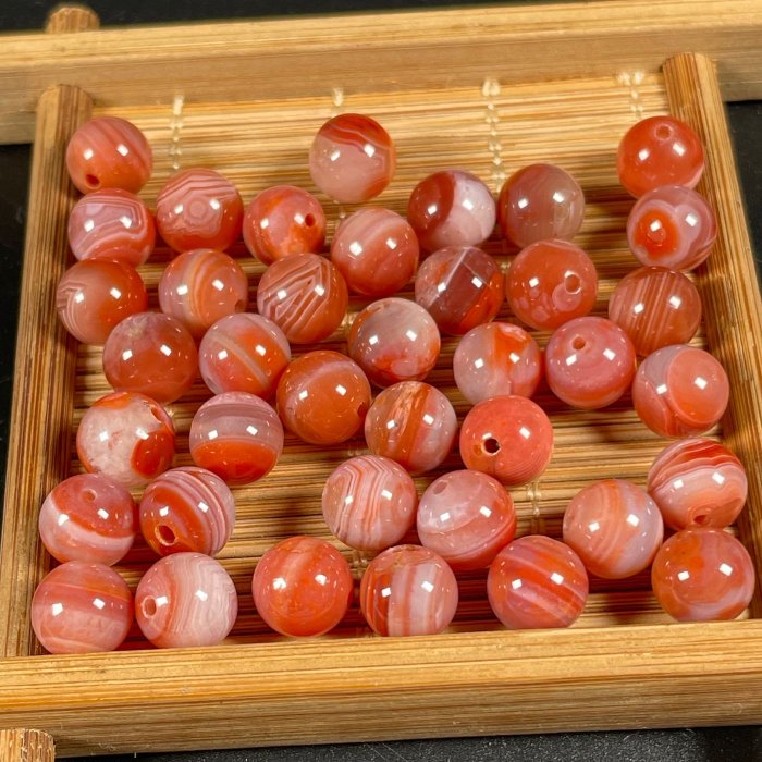 A好貨-天然南紅瑪瑙寶山南紅水紅8mm 散珠通孔條珠DIY手工藝串珠手作
