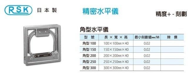 日本製 RSK 精密水平儀 精密水準器 角型水平儀