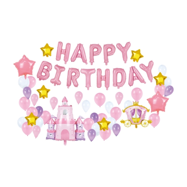 珠友 DE-03321 派對佈置-生日氣球混搭組合包-童話/場景裝飾/派對佈置/歡樂場景裝飾/粉嫩氣球