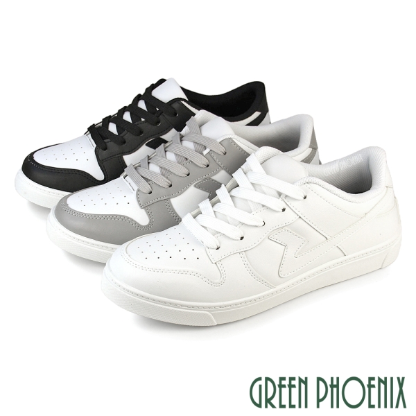 男鞋 板鞋 小白鞋 休閒鞋 熊貓鞋 綁帶 平底 皮革 臺灣製【GREEN PHOENIX 波兒德】P-18789