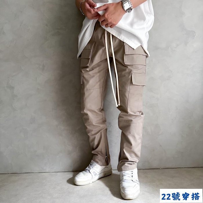 SKPN Cotton-Canvas Cargo Pants 竹節紋 工作褲 工裝 抽繩 長褲-22號穿搭