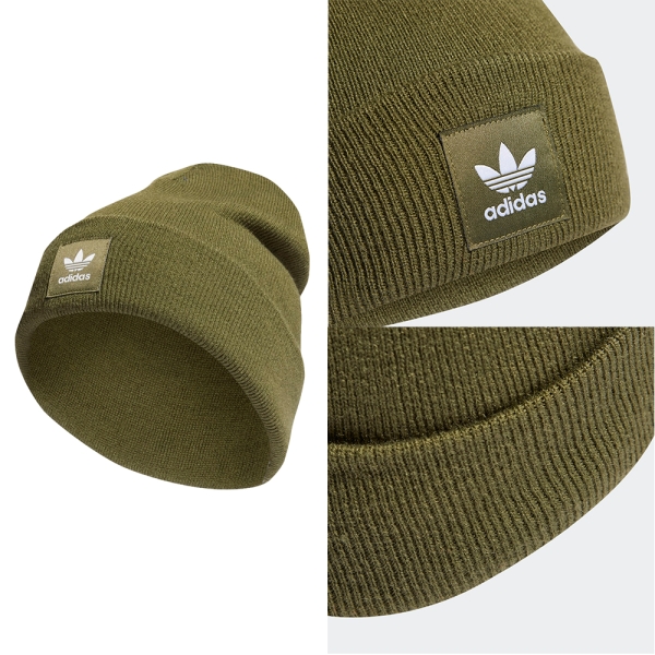 Adidas 帽子毛帽保暖休閒反折帽緣綠/黑/灰【運動世界】HT1133/ED8712