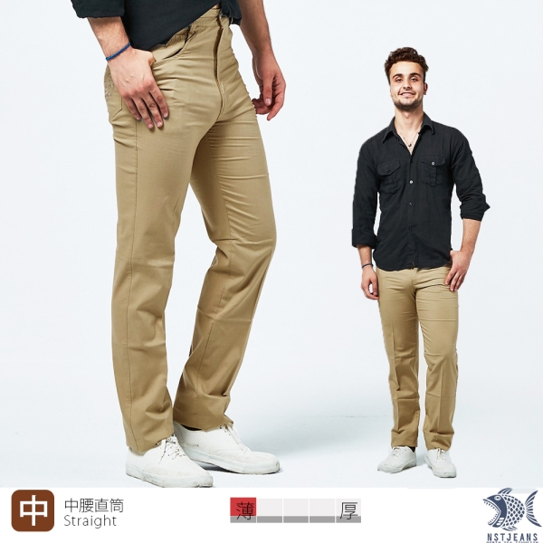 【KDLK紳士男褲】夏季薄款 Summer Tan 燕麥色 純棉卡其長褲(中腰) 390(2069) 台製 紳士 男