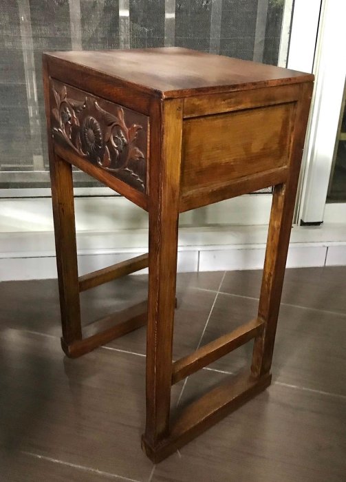 古董老件老台灣茄苳入浮嵌几桌花台香几花几骨架檜木展示台座宗教民藝宴