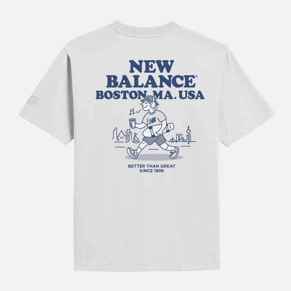NEW BALANCE 短T NB BOY 白色MORNING WALK 城市漫遊短袖男MT51874WT