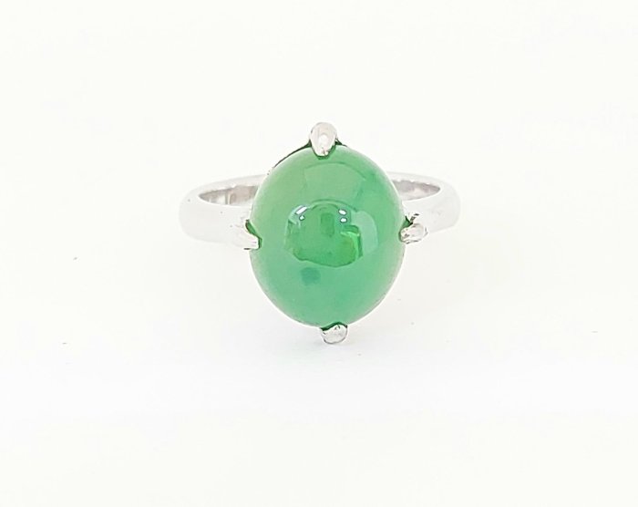 【全聯流當品】天然冰種翡翠 蛋面鑽石戒指 天然 A貨  超厚蛋面冰種翡翠鑽石戒指