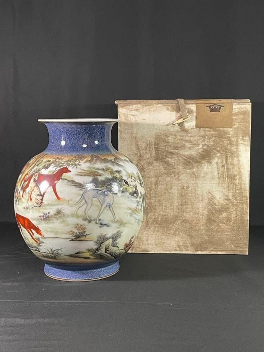 故宮】郎世寧風白磁犬図瓶大清雍正年製南京博物院保管委員會中國古玩