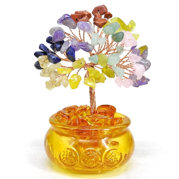 【吉祥開運坊】水晶招財樹【琉璃元寶招財樹 天然水晶招財樹 元寶發財樹 小型】 開光 擇日