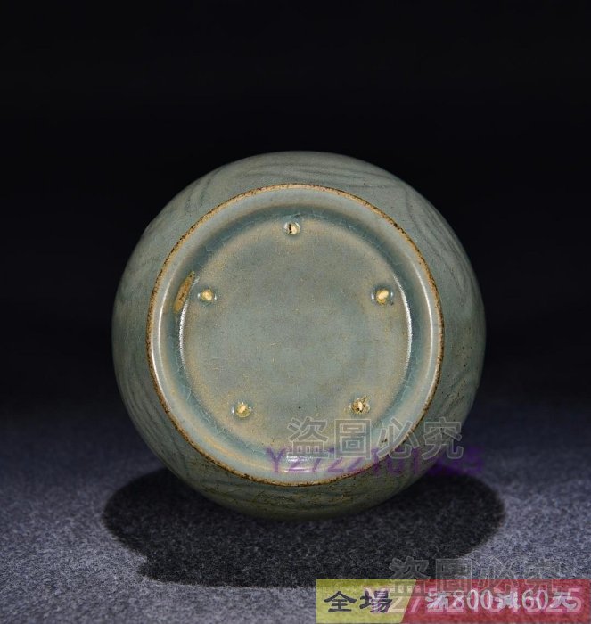 舊藏宋汝窯天青釉刻花鵝頸瓶尺寸高19寬11 藏品老貨舊藏【麒麟古玩
