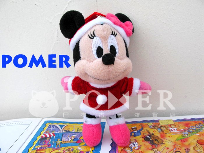 ☆POMER☆日本東京迪士尼樂園 絕版正品 可愛 米妮 聖誕節 蝴蝶結 娃娃玩偶 吊飾 安全別針 兩用款 生日禮物 收藏