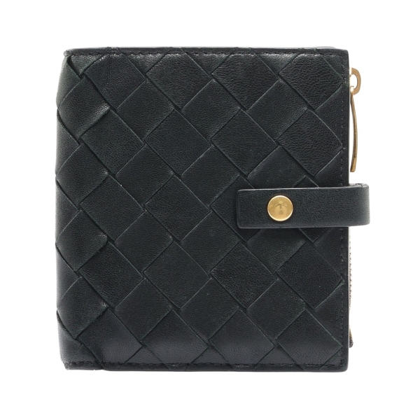 BOTTEGA VENETA BV 寶緹嘉 兩折短夾 黑色 編織羊皮 600270 【二手名牌BRAND OFF】