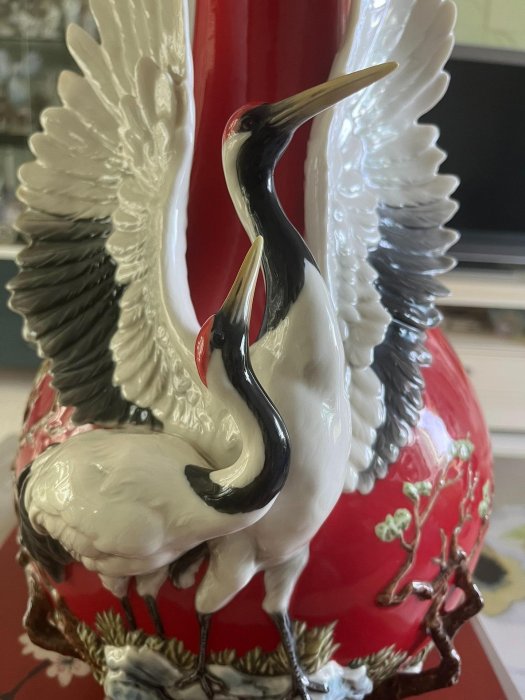 Franz法藍瓷故宮授權作品“海鶴來朝”大花瓶（高：46cm-【聚寶閣】26