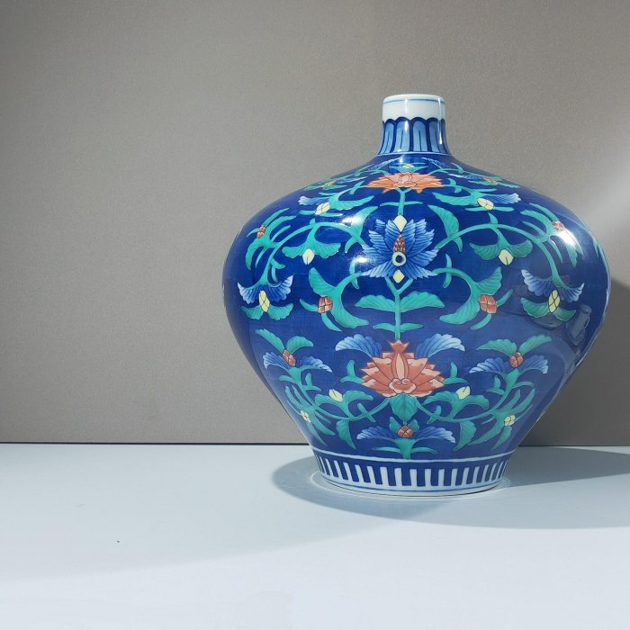 日本有田池田視行花卉花瓶中古美器瓶口直徑3.5 肚徑22 高22cm 原盒原例