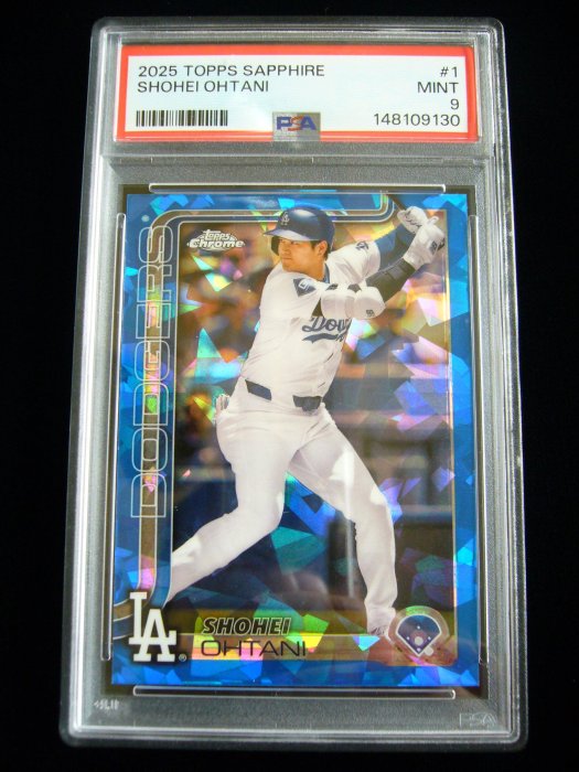 大谷翔平漂亮金屬道奇同色藍寶石亮面鑑定卡 2025 Topps Chrome Sapphire Edition Refractor PSA 9