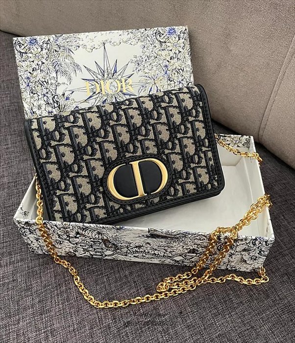 LUX精品Dior Oblique 30 MONTAIGNE 蒙田包 二合一CD扣鏈條包 手拿包 斜背包 腰包