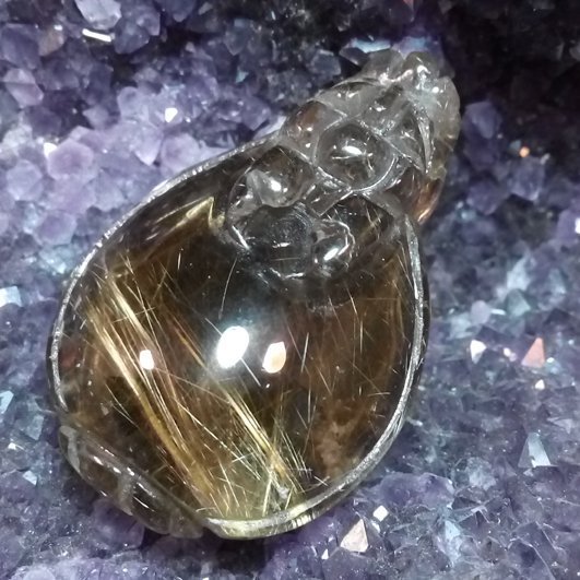 鈦晶龍龜 25克重 41X28X16.8mm 招財擋煞茶晶底鈦晶龍龜