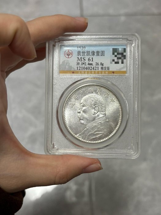 中国 古銭 銀貨 袁世凱中華民国九年 精髪 GBCA鑑定済み 壹圓 1
