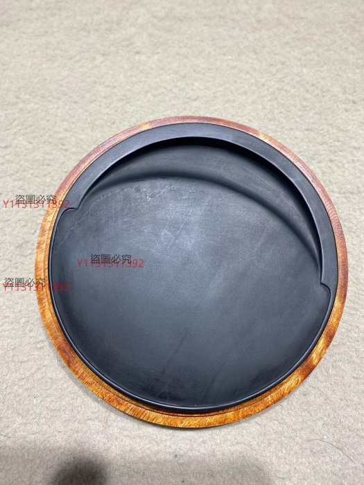 老坑歙硯黑龍尾圓形門字硯簡約大方實用歙硯原料龍尾山金星坑黑龍尾暗細