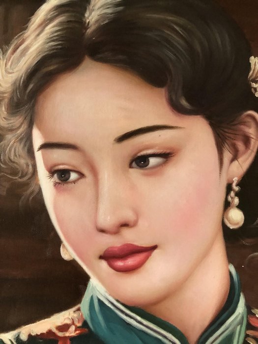 嚴選冷軍創作大型油畫，100x70cm純手繪藝術品，推薦收藏高檔人物肖像冷