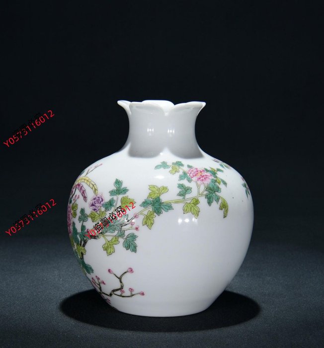 舊藏清雍正琺瑯彩花鳥紋石榴尊尺寸高18寬1335xq95252古玩收藏擺件