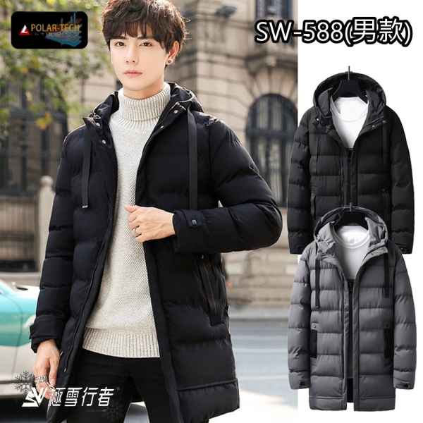[極雪行者]防水風雪10000mm中空纖維升溫戶外時尚男女防寒中長外套_男女任選