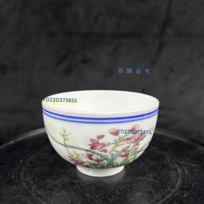 粉彩蘭花復古玩玉主人杯景德鎮高溫陶瓷釉上彩小茶碗古玩茶杯品茗單杯
