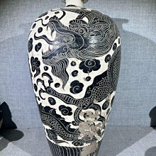 宋代磁州窯龍紋大梅瓶品相如圖，器型規整，釉面瑩潤古樸，黑白分明，刮