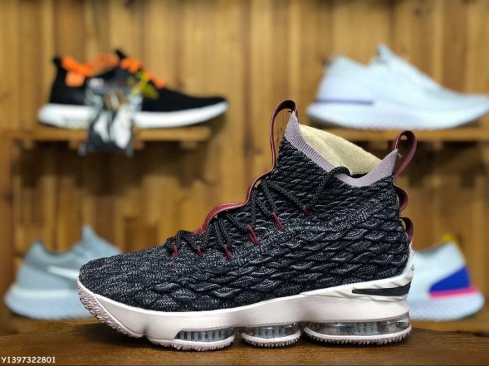 NIKE LEBRON XV LBJ 15 灰酒紅粉 雪花 編織 高筒 休閒運動籃球鞋 922811 003 女