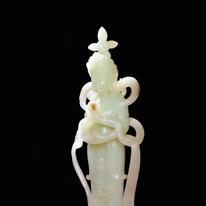 臻品舊藏，和田玉熟坑佛造像包漿厚重，沁色入骨，工藝精湛，犀利民藏絕